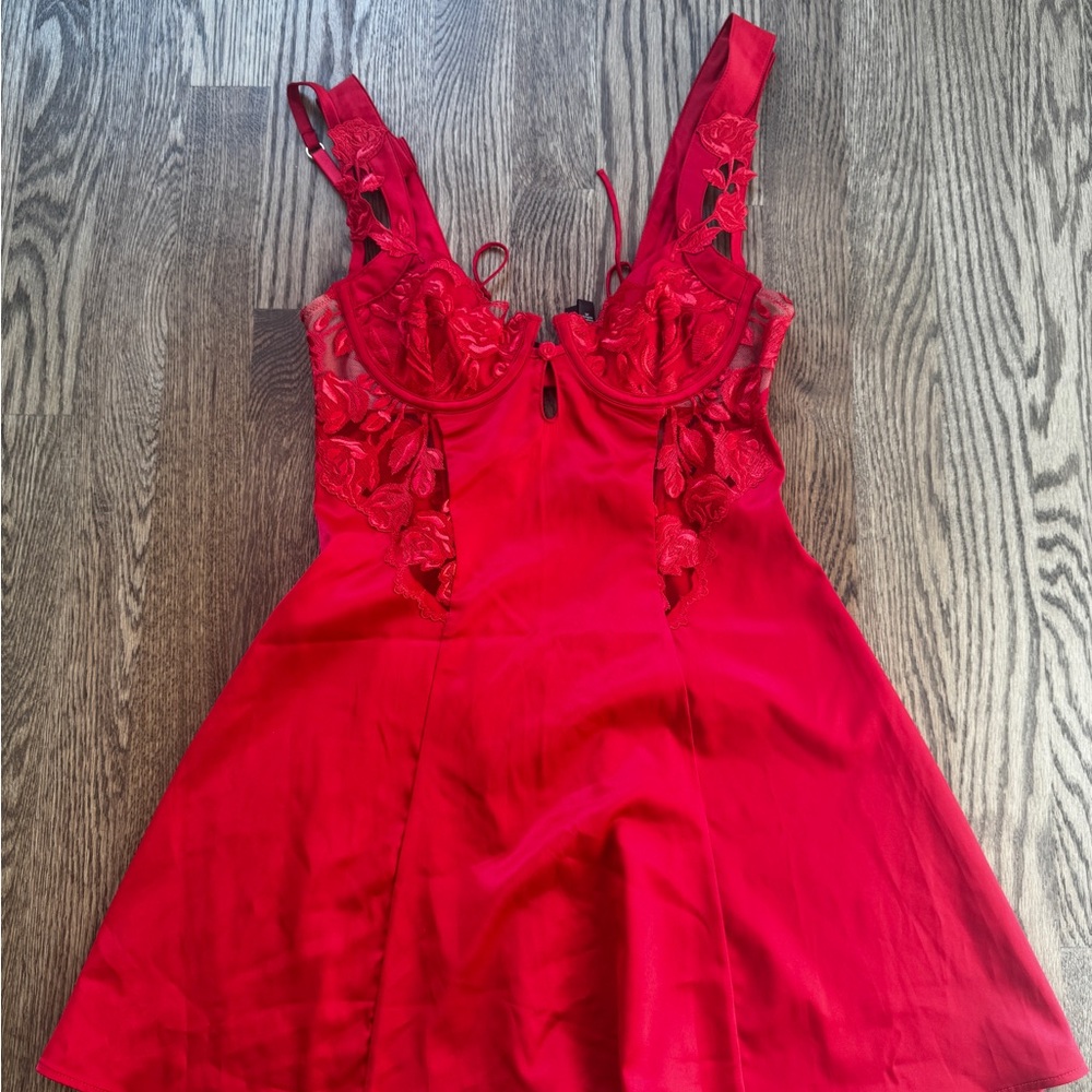 For Love And Lemons Red Lace Chemise